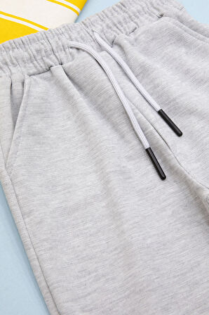 Gri Beli Lastikli Jogger Kumaş Basic Erkek Çocuk Şort 21157