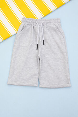 Gri Beli Lastikli Jogger Kumaş Basic Erkek Çocuk Şort 21157