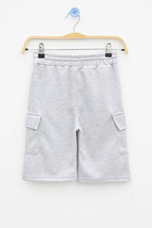 Gri Beli Lastikli Çift Kargo Cepli Erkek Çocuk Şort 21180