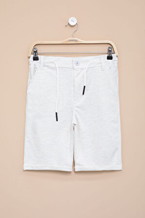 Açık Gri Erkek Çocuk Beli Lastikli Basic Şort 21189