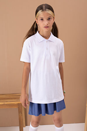 Kız Çocuk Polo Yaka Kısa Kollu Okul Tişörtü 21411