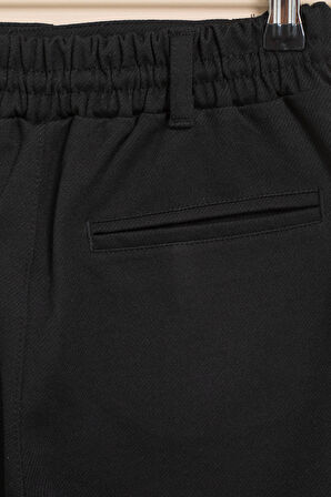 Siyah Erkek Çocuk Duble Paça Beli Lastikli Basic Kumaş Pantolon 21420