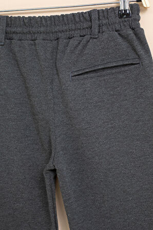 Füme Erkek Çocuk Duble Paça Beli Lastikli Basic Kumaş Pantolon 21422