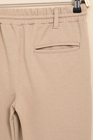 Kahve Erkek Çocuk Duble Paça Beli Lastikli Basic Kumaş Pantolon 21423