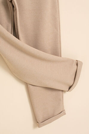 Kahve Erkek Çocuk Duble Paça Beli Lastikli Basic Kumaş Pantolon 21423