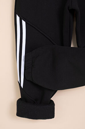 Siyah Şerit Detaylı Yazı Baskılı Beli Lastikli Erkek Çocuk Eşofman Altı 21457