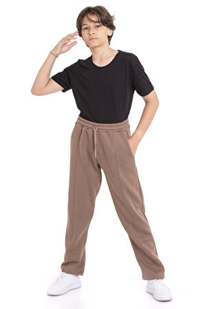 Kahverengi Erkek Çocuk Çima Detaylı Şardonlu Eşofman Altı 21472