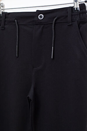 Siyah Duble Paça Beli Bağcıklı Erkek Çocuk Kumaş Pantolon  22677