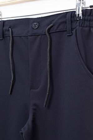 Lacivert Duble Paça Beli Bağcıklı Erkek Çocuk Kumaş Pantolon  22678