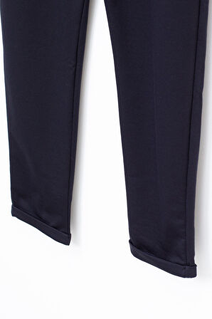 Lacivert Duble Paça Beli Bağcıklı Erkek Çocuk Kumaş Pantolon  22678