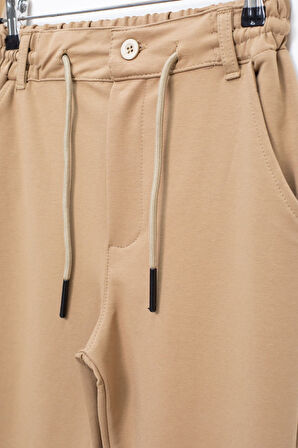 Kahverengi Duble Paça Beli Bağcıklı Erkek Çocuk Kumaş Pantolon  22679