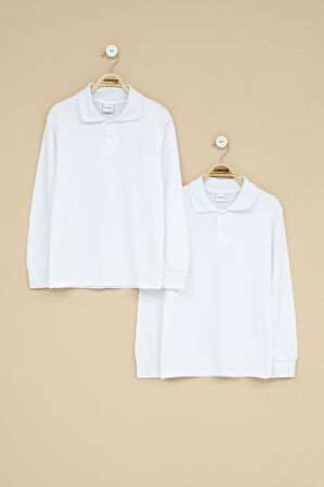 Erkek Çocuk Polo Yaka Uzun Kollu 2'li Okul Tişörtü 22714