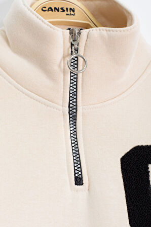 Siyah Kadife Pantolonlu Fermuarlı Yaka Şardonlu Erkek Çocuk Takım 23241