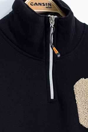 Krem Kadife Pantolonlu Fermuarlı Yaka Şardonlu Erkek Çocuk Takım 23242