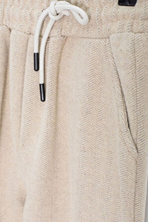 Krem Kadife Pantolonlu Fermuarlı Yaka Şardonlu Erkek Çocuk Takım 23242