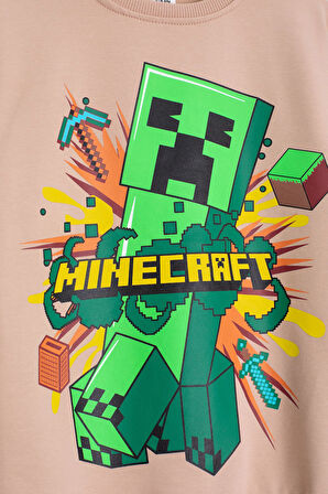 Krem Erkek Çocuk Karakter Baskılı Bisiklet Yaka Eşofman Takımı 23265