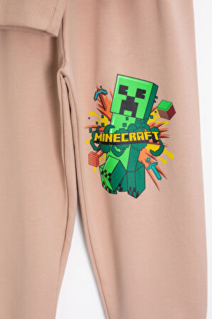 Krem Erkek Çocuk Karakter Baskılı Bisiklet Yaka Eşofman Takımı 23265