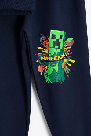 Lacivert Erkek Çocuk Karakter Baskılı Bisiklet Yaka Eşofman Takımı 23267