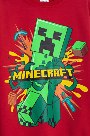 Kırmızı Erkek Çocuk Karakter Baskılı Bisiklet Yaka Eşofman Takımı 23268