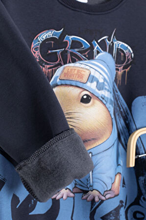 Antrasit Cool Fare Baskılı Şardonlu Erkek Çocuk Eşofman Takımı 23292