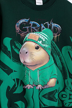 Yeşil Cool Fare Baskılı Şardonlu Erkek Çocuk Eşofman Takımı 23293