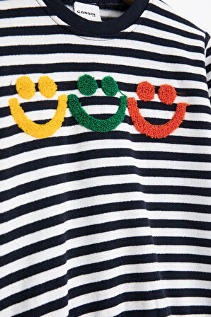 Lacivert Erkek Çocuk Gülenyüz Nakışlı Çizgili Şardonlu Takım 23320