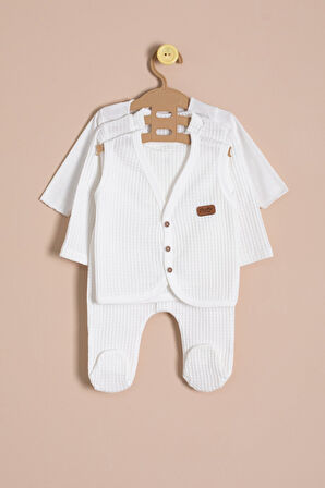 Ekru Petekli 10'lu Bebek Hastane Çıkışı Seti Unisex 23329