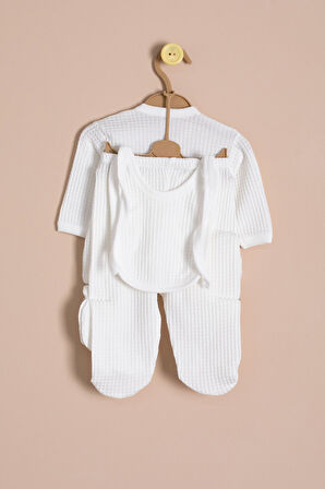 Ekru Petekli 10'lu Bebek Hastane Çıkışı Seti Unisex 23329