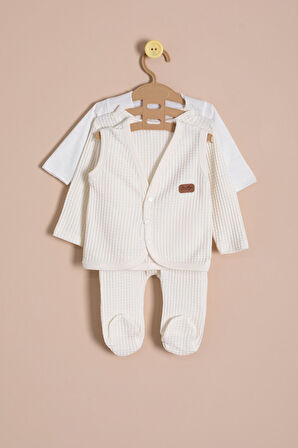 Bej Petekli 10'lu Bebek Hastane Çıkışı Seti Unisex 23331