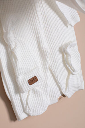 Ekru Petekli  7'li Bebek Hastane Çıkışı Seti Unisex 23334