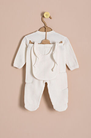 Bej Petekli  7'li  Bebek Hastane Çıkışı Seti Unisex 23335