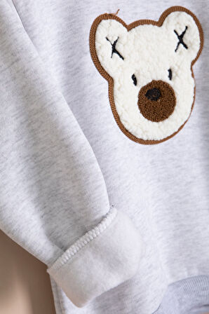 Gri Ayıcık Nakışlı Şardonlu Erkek Çocuk Takım 23337