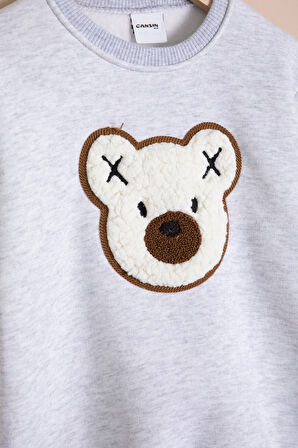 Gri Ayıcık Nakışlı Şardonlu Erkek Çocuk Takım 23337