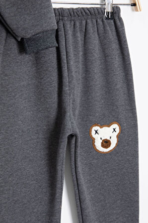 Füme Ayıcık Nakışlı Şardonlu Erkek Çocuk Takım 23338