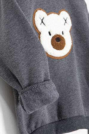 Füme Ayıcık Nakışlı Şardonlu Erkek Çocuk Takım 23338