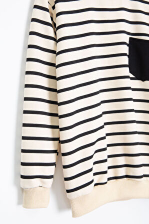 Siyah Çizgili Cep Detaylı Erkek Çocuk Eşofman Takımı 23340