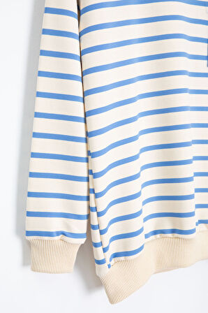 Mavi Çizgili Cep Detaylı Erkek Çocuk Eşofman Takımı 23341