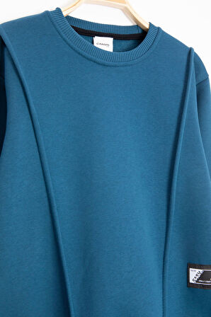 İndigo Erkek Çocuk Arma Detaylı Şardonlu Eşofman Takımı 23344