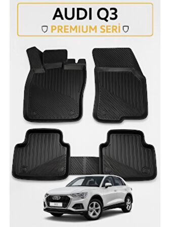 Audi Q3 2018+ 3D Havuzlu Oto Paspas – Kauçuk, Koku Yapmaz, Kaymaz Taban, Araca Özel