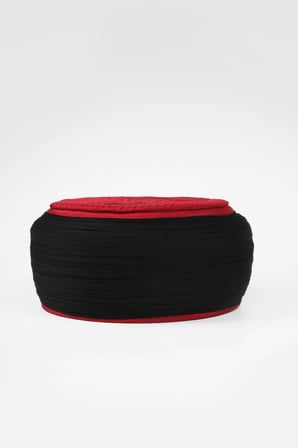 Çocuk Namaz Sarığı - Siyah Kumaş - Bordo Takke - Yuvarlak Sarım - Nâli Şerif - 4 metre