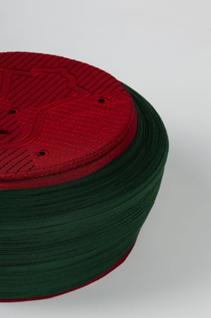 Çocuk Namaz Sarığı - Yeşil Kumaş - Bordo Takke - Düz Sarım - Nâli Şerif - 6 metre
