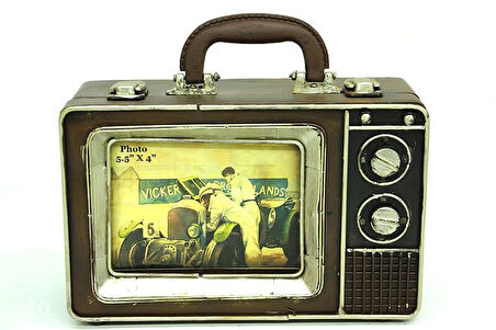 Dekoratif Metal Çerçeve Televizyon Temalı Vintage Hediyelik