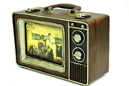 Dekoratif Metal Çerçeve Televizyon Temalı Vintage Hediyelik