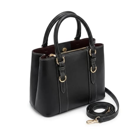 Siyah Kilit Detaylı 3 Gözlü Kadın El ve Çapraz Askılı Çanta 24x18 cm