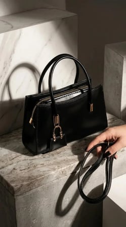 Siyah Rugan Görünümlü Kadın El ve Çapraz Askılı Mini Çanta Gold Detaylı Fermuarlı