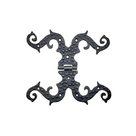 Antika Tarz Dekoratif Pirinç Süslü Menteşe - 190x170 mm, Oksit