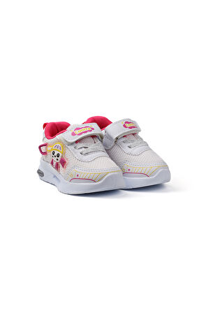 Kız Bebe Beyaz Fuşya Figürlü Işıklı Cırtlı Sneaker Günlük Spor Ayakkabı
