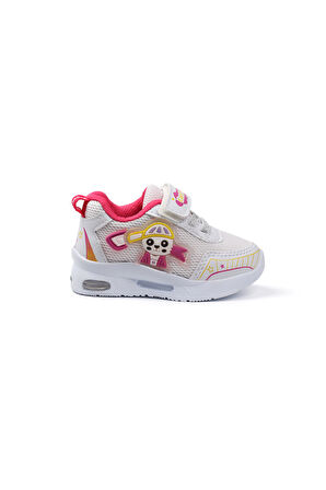 Kız Bebe Beyaz Fuşya Figürlü Işıklı Cırtlı Sneaker Günlük Spor Ayakkabı