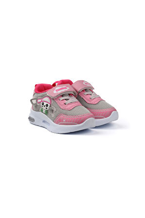 Kız Bebe Pembe Fuşya Figürlü Işıklı Cırtlı Sneaker Günlük Spor Ayakkabı