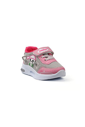 Kız Bebe Pembe Fuşya Figürlü Işıklı Cırtlı Sneaker Günlük Spor Ayakkabı